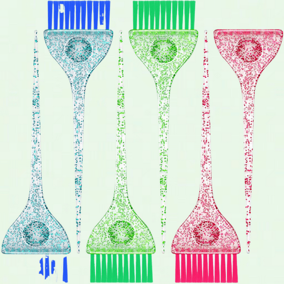 Glitter Hair Dye Brush Set - Pack of 6, Soft Bristles, Colorful Handles, DIY Hair Coloring