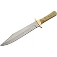 thumbnail image 2 of SZCO 15-Inch Oversized Fixed Blade Bowie Knife Authentic Bone Handle with Polished Brass Guard and Leather Sheath for Hunting and Survival, 2 of 3
