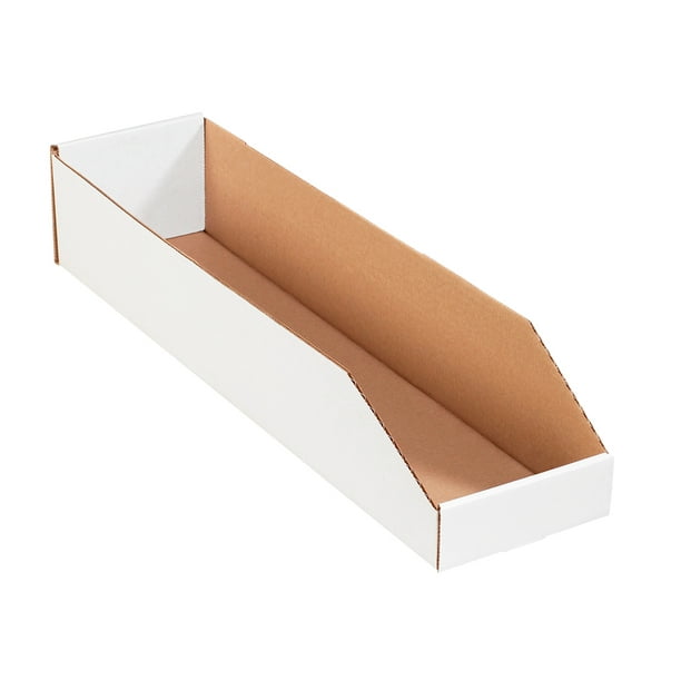 Staples Open Top Bin Boxes 4" x 24" x 4 1/2" White 50/Bundle BSBINMT424
