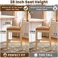 thumbnail image 2 of Bar Stools Set of 2, LEGAHOME 28" Bar Height Bar Stool, Farmhouse Linen Upholstered Bar Stool with Cane Back, Wood Bar Chairs for Kitchen Island Dining Room, Suitable for 40"-42" Table, Tan, 2 of 7