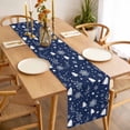 thumbnail image 3 of Navy Blue Christmas Table Runner 108 Inches Long Farmhouse Dress Scarves, Xmas Trees Snowflake Winter Botanical Dining Tablerunner for Coffee Table/Kitchen Island/Party Décor, 13" x 108", 3 of 8