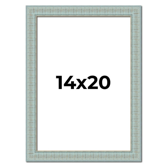 14x20 Frame Blue Teal Distressed Solid Wood Picture Frame | 1.625 Inch Moulding Width | Sonoma Blue