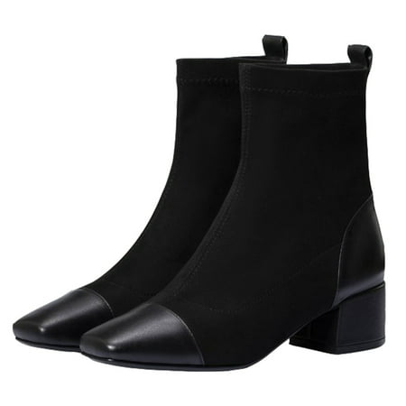 

OUNONA 1 Pair of Women Winter Short Boots All-match Mid-heel Boots Sock-like Booties