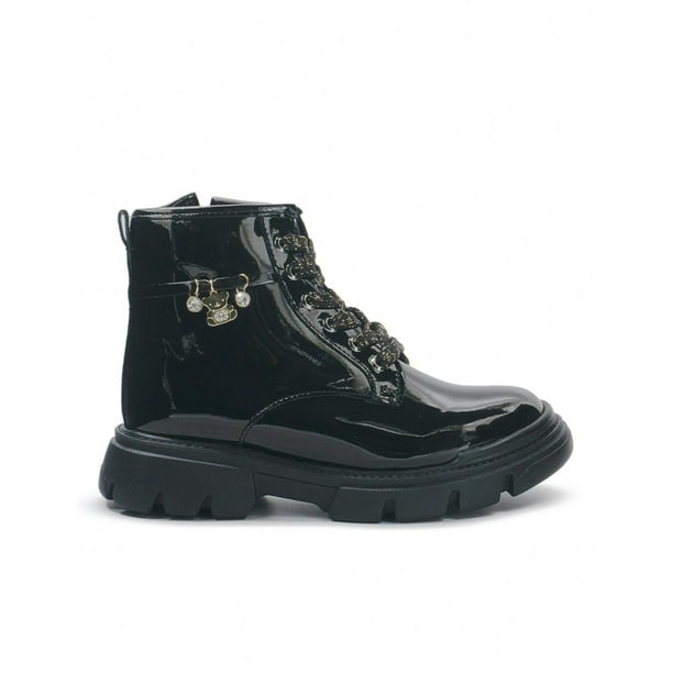 Bota Ninos Chunky Antiderrapante Para Niña Plataforma 22-26 negro 24