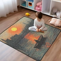 WOBOGO A Small Boat Baby Playmats Extra Large Waterproof Rollable Activity Pads for Toddlers 50×50inch