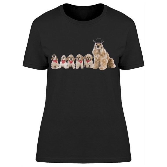 Adorable Spaniel With Her Pups T-Shirt Women -Image by Shutterstock, Female Large