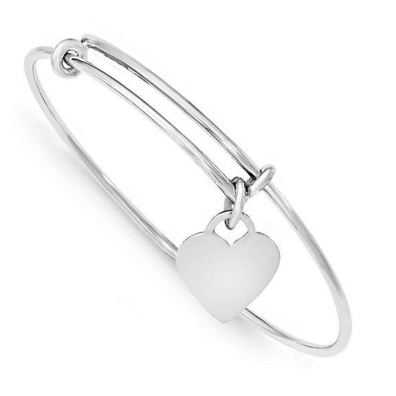 Primal Silver Sterling Silver Rhodium-plated Heart Bangle
