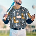 thumbnail image 6 of Balery Llama and Cactus Baseball Jersey for Men Casual Button Down Shirts Short Sleeve Active Team Sports Uniform-Small, 6 of 9