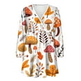 thumbnail image 4 of Yuyamidu Mushroom Women Long Sleeve Dresses Casual V-Neck Dress for Women Size S Maple Leaves Flowy Swing Dresses Fall Winter A Line Dress, Thanksgiving, 4 of 7