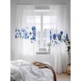 thumbnail image 3 of Pastoral Floral Sheer Curtains 2 Panels Set Spring Blue Ombre Flowers Lihgt Filtering Rod Pocket Voile Drape, Semi Sheer Window Curtains for Bedroom Living Room, 52"x96", 3 of 5