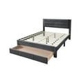 thumbnail image 5 of Tcbosik Corduroy Upholstered Platform Bed, Queen Size Wood Bed Frame with Storage Drawer, No Box Spring Needed, Easy Assembly, Charcoal, 5 of 7