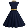 thumbnail image 4 of Umfun Womens Dresses A Line Flare Vintage Dress Bowknot Prom Turndown Collar Sleeveless Polka Printing Best Gift for Festivals Navy L, 4 of 6