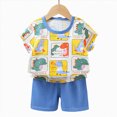 thumbnail image 5 of TOWED22 Toddler Kids Baby Boy Outfits 2 Pieces Dinosaur Print Crewneck Short Sleeve Shirt Elastic Waist Rolled Shorts Clothes(Blue,3-4 Y), 5 of 6