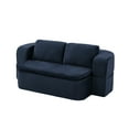 thumbnail image 4 of Aukfa 75-inch Convertible Loveseat Sofa Bed, Reversible Backrest, Faux Fur, No Assembl, Blue, 4 of 6