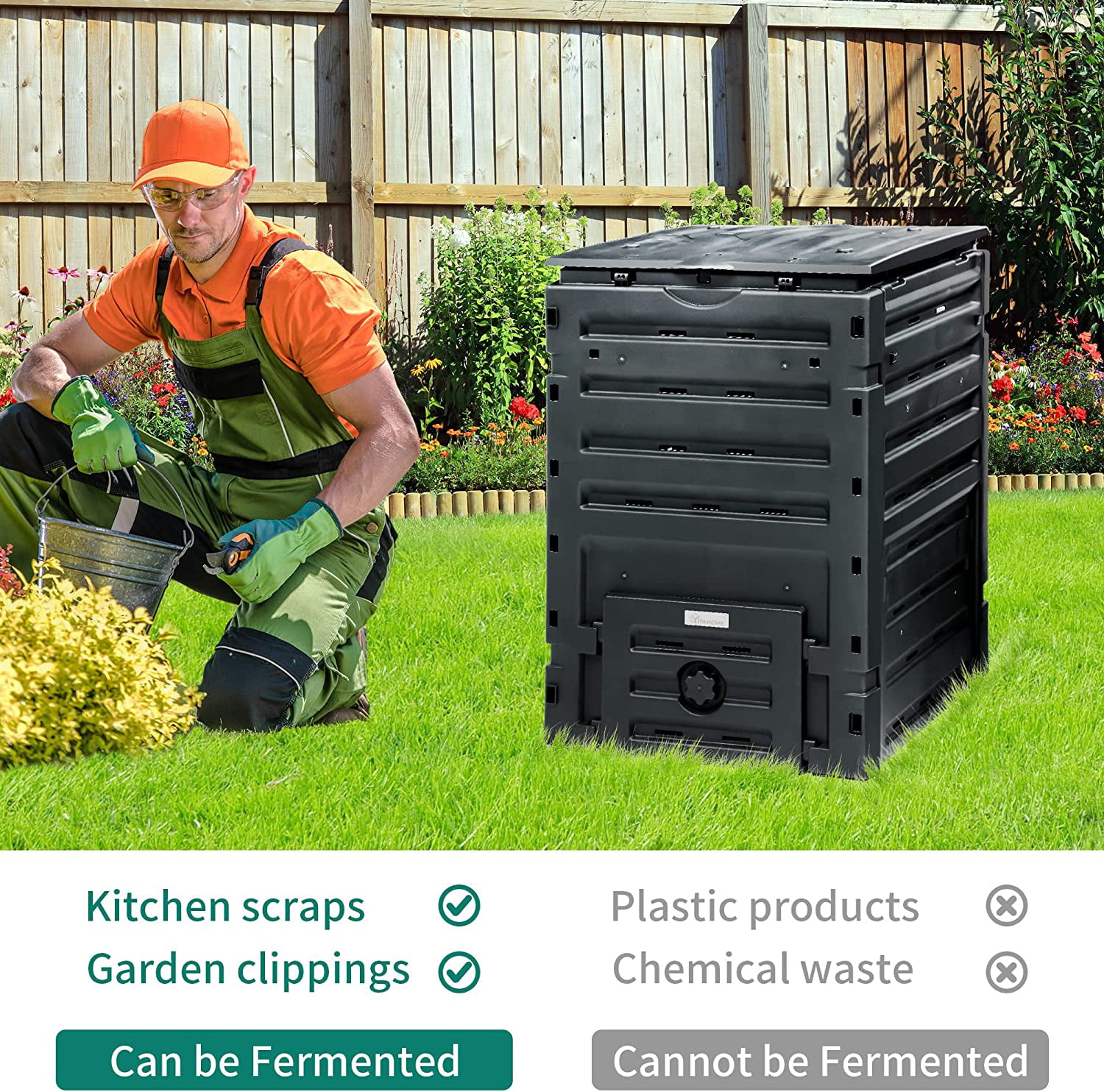Great Choice Products GCP-1023-54652307 Large Capacity 80 Gallon Garden Compost  Bin Composter Fertilizer Soil Container