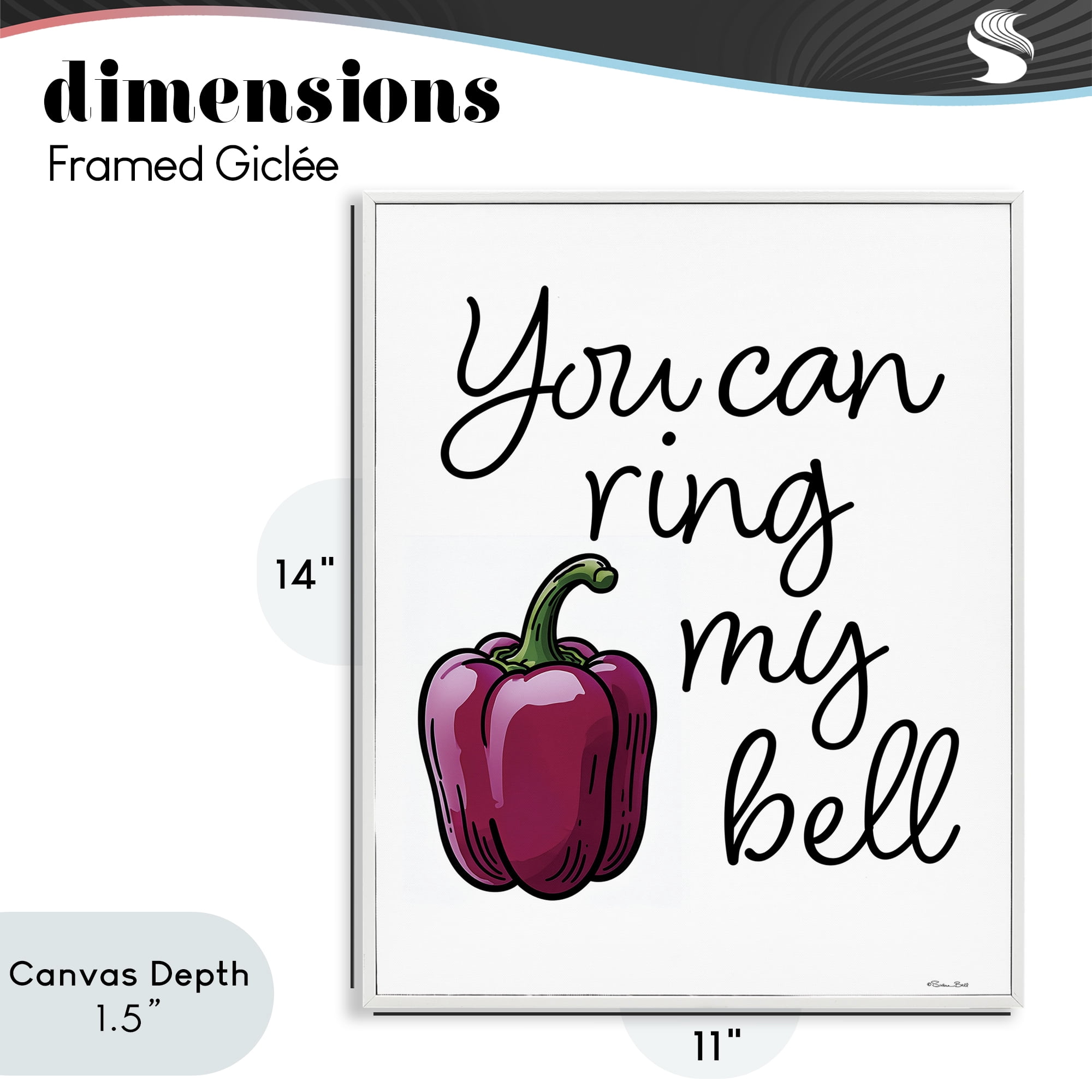 Stupell Industries Ring My Bell Pepper White Framed Giclee Art, design by Susan Ball
