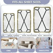 Armscye 6 Pack Adjustable 2 Way Bed Sheet Straps Clips, Elastic Bed Sheets Straps, Fitted Sheet Tightener, Mattress Sheet Corner Fasteners Holder and Suspenders