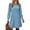 Blue, variant on Brushed Ribbed Knit Solid Color A-Line Dress for Women - Gray, Puff Sleeve, Round Neck Pullover, Regular Long Sleeve, S-XXL
