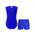 thumbnail image 2 of TiaoBug Girls Gymnastics Dance Outfits Kids Metallic Rhinestones Tank Leotard with Shorts Set Blue 6, 2 of 7