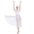 thumbnail image 6 of IBTOM CASTLE Women Lyrical Dance Dress Shiny Criss Cross Spaghetti Strap Full Circle Mesh Tulle Long Dress with Brooch Pin M White, 6 of 8