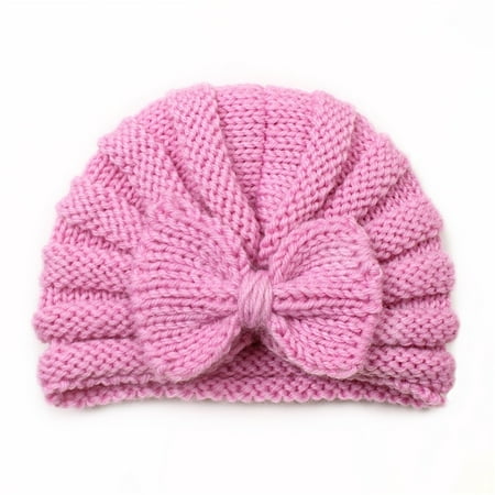 

QWERTYU Newborn Infant Girl Boy Knitted Winter Hat Baby Toddler Ski Cap Bow Beanie 0-2Y