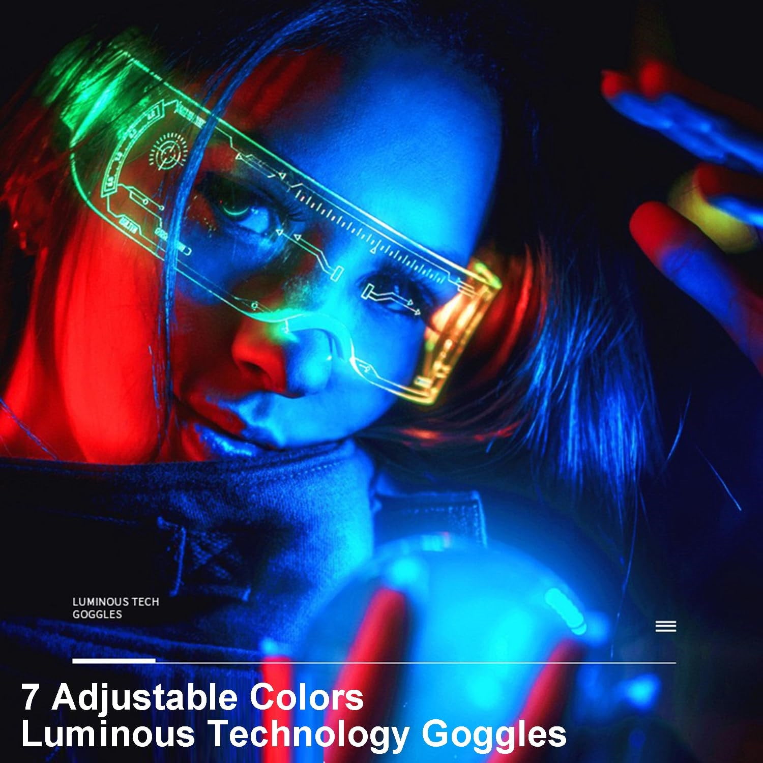 Rave Fits Men Fency LED Light Up Glasses - RGB Flashing Party Glasses ...