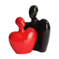 thumbnail image 2 of Esculturas de parejas, artesanías, adorno de personaje cariñoso, figurita de pareja de cerámica para oficina, comedor, escritorio, boda Negro y rojo Gloria Pareja estatua, 2 of 9