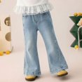 thumbnail image 2 of EnJoCho Teen Girls Cargo Jeans Wide Leg Washed Distressed Baggy Elastic Waist Vintage Denim Trousers Trendy Bottoms For Kids Back-to-School Casual Streetwear Wear, 2 of 6