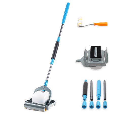 Paint Roller Kit, GEREFET Automatic 8-Inch Ejection Paint Roller Brush Pro, 1.2L Capacity Paint Bucket, Extension Pole from 26 inch to 42.5 inch Paint Brush Roller Kit for Painting Walls and Ceilings