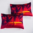 thumbnail image 3 of Funda Nórdica 3Pcs Naranja-rojo Gorgeous Sunset Coconut Tree Juegos de cama con, 3 of 4