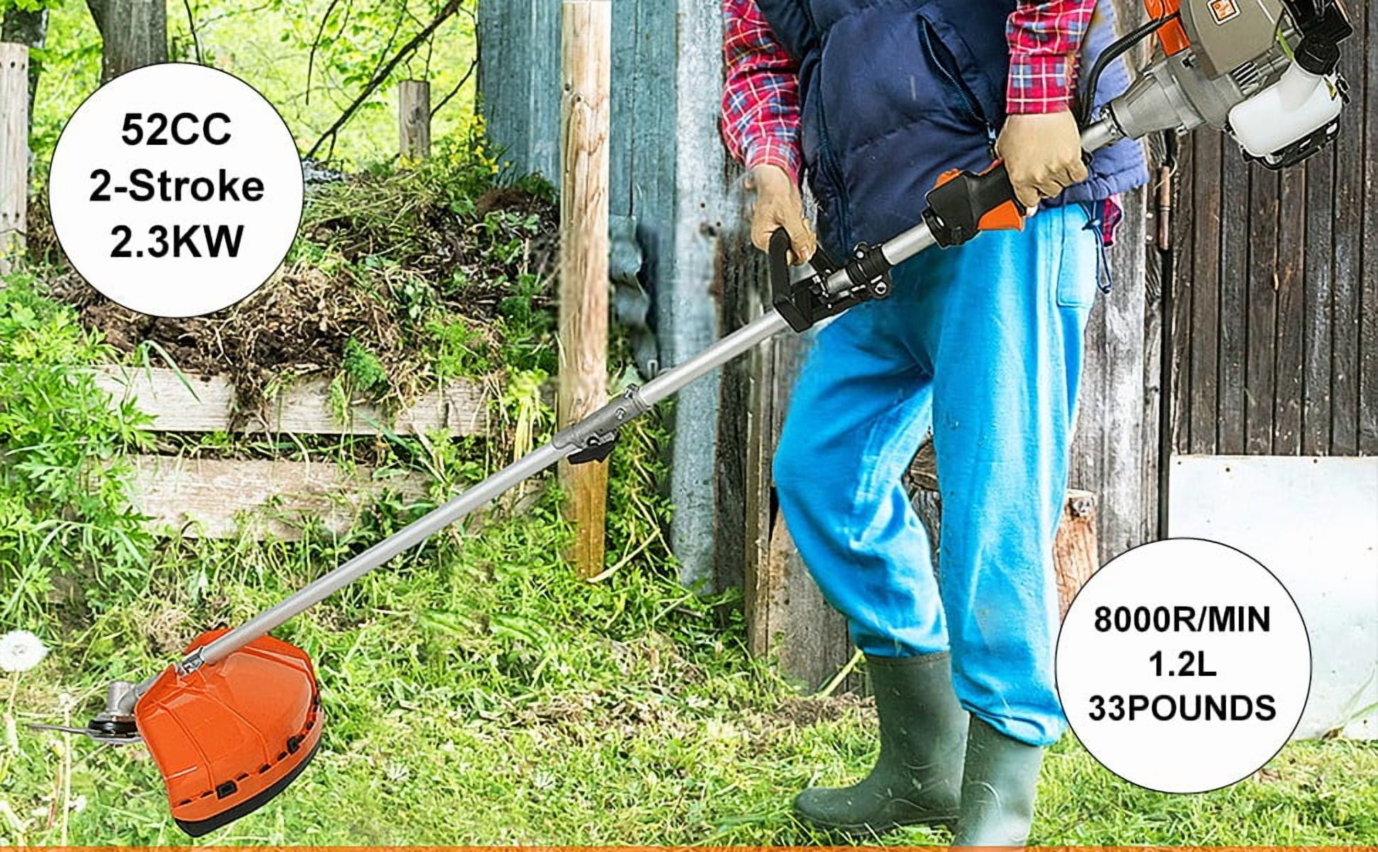 52cc 2 Stroke Gas Weed Wacker, Multi-Functional Gas Powered Brush Cutter, 5 in 1 Tool Weed Wackers, Cordless Hedge Trimmer, Gas Weed Wacker Yard Care Tools, Lightweight Weed Eater