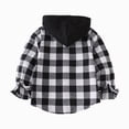 thumbnail image 6 of TOWED22 Boys Plaid Flannel Shirts Unisex Kids Long Sleeve Casual Button Down Shirt with Hood,Black,9-10 Y, 6 of 9