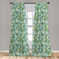 thumbnail image 5 of Ambesonne Tropical Curtains, Plumeria Flowers Leaves, Pair of 28"x84", Pale Slate Blue and Green, 5 of 5