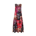 thumbnail image 2 of facefd Femmes Été Imprimé V-Cou Robe Parti Banquet Filles Mode Robes Sans Manches Polyester Dames Clubwear Vêtements Rouge S, 2 of 9