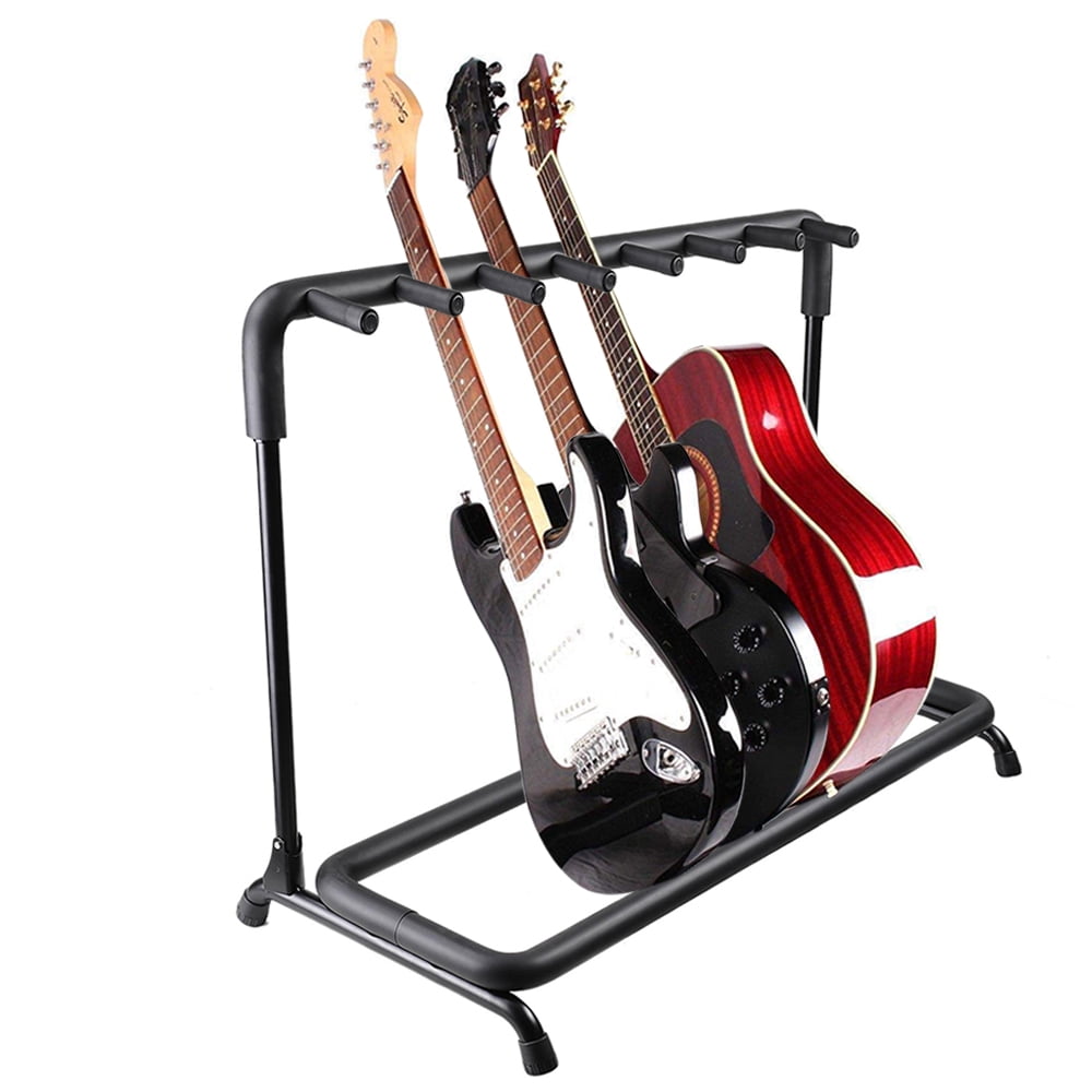 7 Holder Black Kuyal Guitar Stand,Multi-Guitar Display Rack Folding Stand Band Stage Bass Acoustic Guitar