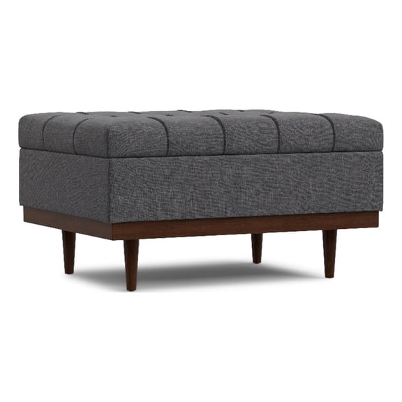 Pemberly Row Coffee Table Storage Ottoman Slate Grey Linen 34 in