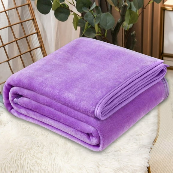 Purple Coral Fleece Blanket 70X100 Inches, Soft Warm Lightweight Throw For Bed Sofa Travel Camping, Perfect For Home Office Bedroom Living Room Decor, All-Season Comfortable