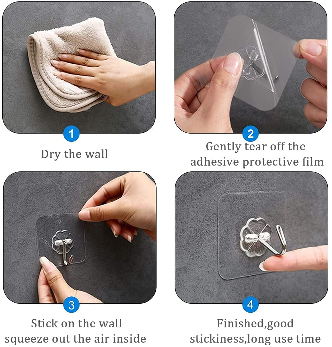 Tough Hookheavy Duty Waterproof Adhesive Hooks 10-pack - Versatile Wall &  Door Hangers