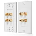 thumbnail image 2 of Fosmon 2 Pack Gold Plated Speaker Wall Plate, Home Theater Audio Wall Plate For Speaker Wire, Copper Banana Binding Post Wall Plate for 2 Speakers, 2 of 6