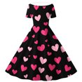 thumbnail image 6 of Girls' Valentine's Day Dress Printed Peter Pan Collar Retro Dress Short Sleeve Cute Dance Dress for Romantic Celebrations (5-14 Years), 6 of 6