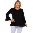thumbnail image 1 of YELETE Women's 3/4 Bell Sleeve Top - Plus Size, Black 3XL, 1 of 4