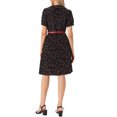 thumbnail image 3 of INSPIRE CHIC Women's Vintage Dress Floral Print Peter Pan Collar Knee Length Casual Dress XL Black Red, 3 of 6
