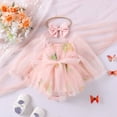 thumbnail image 2 of IBTOM CASTLE Newborn Toddler Baby Girls Fall Outfit Butterfly Romper Princess Dress with Headband 1st Birthday Cake Smash Clothes for Photo Shoot 6-12 Months Pink, 2 of 8