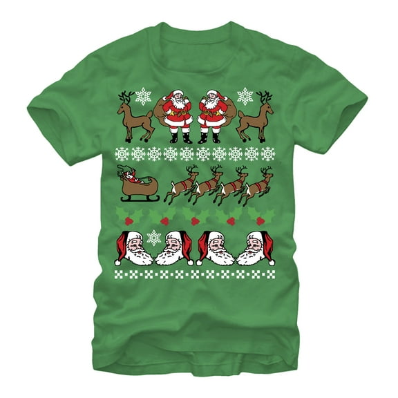 Men's Lost Gods Ugly Christmas Jolly Santa Claus  Graphic Tee Kelly Medium