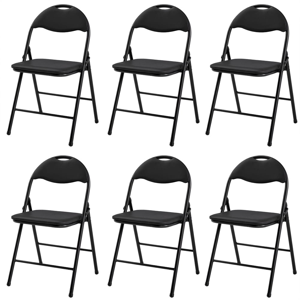 Veryke Folding Chairs Set of 6, Foldable Chairs, Leather Commercial