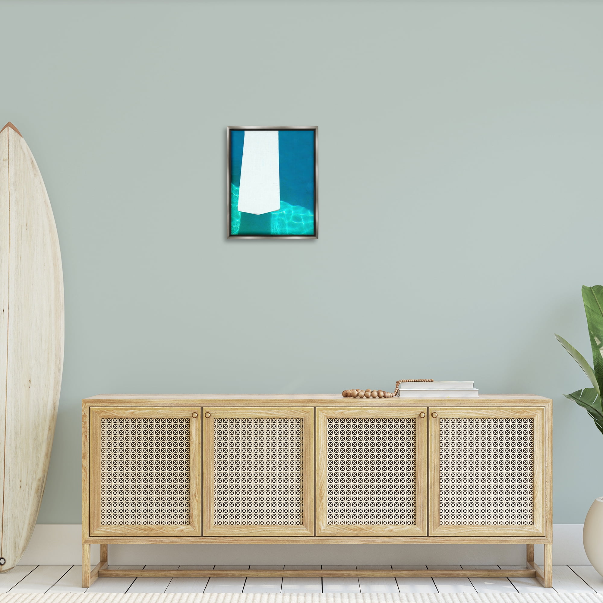 Stupell Industries Summer Diving Board Nautical & Beach Painting Gray Floater Framed Canvas Art Print Wall Art, 17 x 21