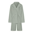 thumbnail image 4 of Scyoekwg Blazer Sets Women 2 Piece Outfits Business Office Work Two Piece Sets Long Sleeve Tops Shorts Sweatsuit Casual Matching Outfits Fashion Outfits Sets (Mint Green,S), 4 of 6