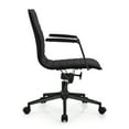 thumbnail image 5 of 2xhome Modern Office Desk Chair | PU Leather Ribbed Back | Adjustable Height, Tilt Lock, All Black, Set of 1, 1 piece, 5 of 13