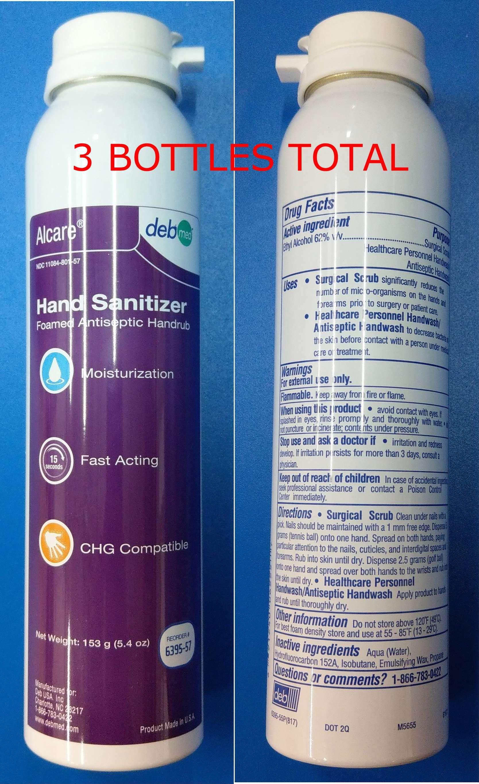 DEB STERIS ALCARE Foamed Antiseptic Handwash 5.4oz 639557 3PACK