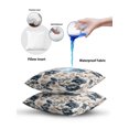 thumbnail image 6 of Outdoor Pillows Waterproof, Blue Florals Bedding Throw Pillows with Insert for Couch Sofa Bed, Farmhouse Botanical Peonies Vintage Brown Leaves 12x20 Inch Pillowcases Decorative Patio Pillow Set of 1, 6 of 7